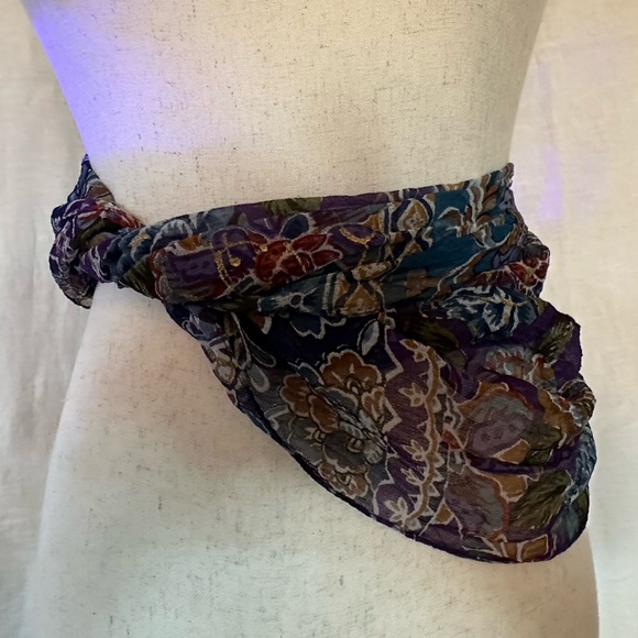 Silk Scarf with Hand Painted Gold - Picture 2 of 12